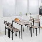 HOMCOM Modern 5-Piece Wooden Dining Kitchen table set 1 Table 4 Chairs Metal legs