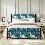 Diana Transitional 62 Floral Upholstered Platform Metal Bed Frame with Washable Slipcover by HULALA HOME