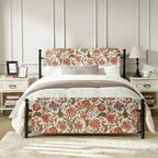 Diana Transitional 62 Floral Upholstered Platform Metal Bed Frame with Washable Slipcover by HULALA HOME