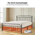 Diana Transitional 62 Floral Upholstered Platform Metal Bed Frame with Washable Slipcover by HULALA HOME