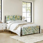 Diana Transitional 62 Floral Upholstered Platform Metal Bed Frame with Washable Slipcover by HULALA HOME