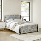 Diana Transitional 62 Floral Upholstered Platform Metal Bed Frame with Washable Slipcover by HULALA HOME