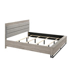 Roundhill Furniture Alvear Upholstered Wood Panel Bed, Dresser, Mirror, 2 Nightstands, and Chest, Weathered Gray