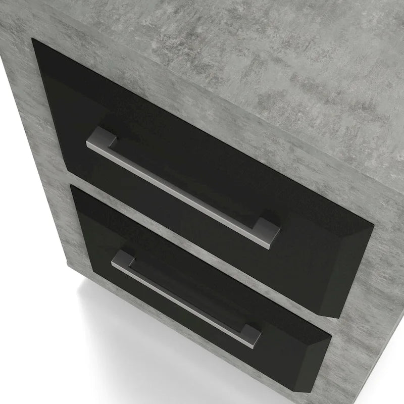 DH BASIC Urban Two-Drawer Mobile File Cabinet with Iron Bar Pulls by Denhour