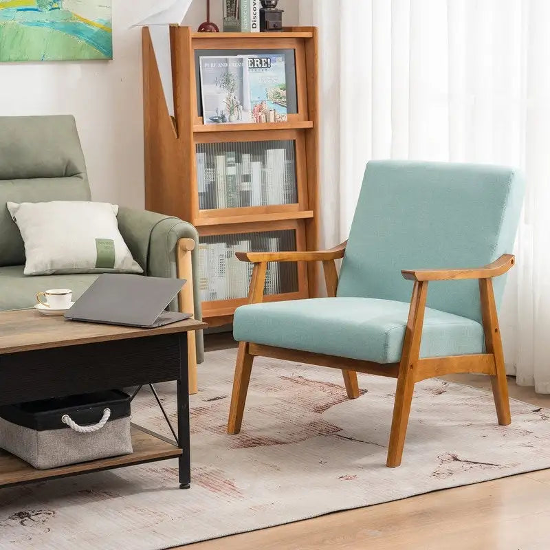 Home Comfort Mid Century Modern Wood Frame Accent Chair
