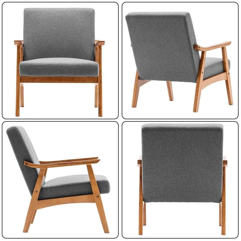 Home Comfort Mid Century Modern Wood Frame Accent Chair