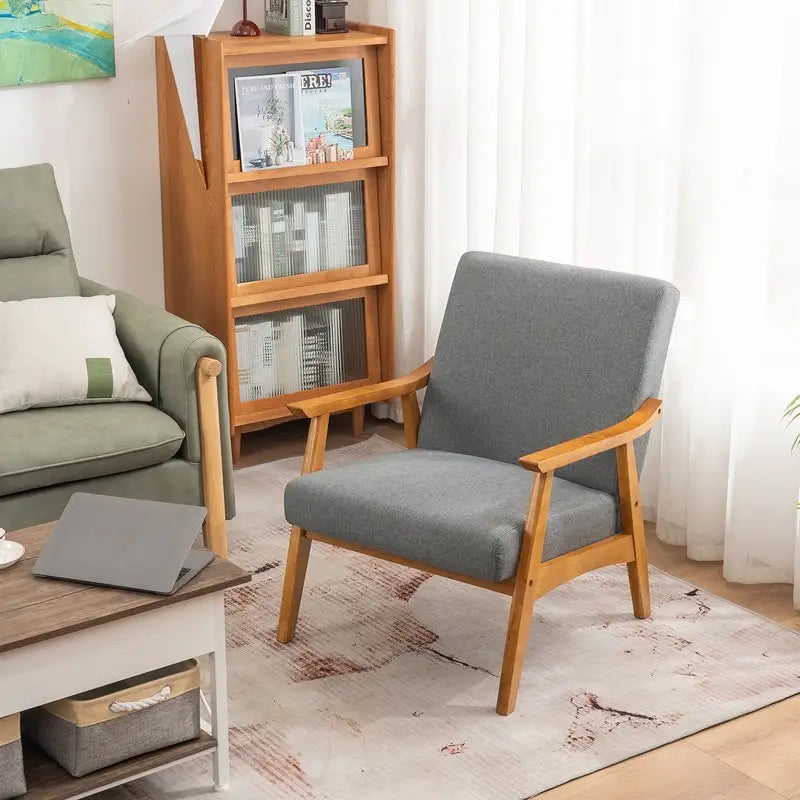 Home Comfort Mid Century Modern Wood Frame Accent Chair