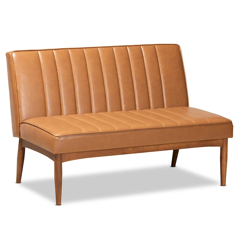 Daymond Mid-Century Upholstered and Walnut 5-PC Dining Nook Set