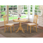 East West Furniture 3 Piece Kitchen Table Set- A Round Dining Room Table and 2 Kitchen Chairs, 36x36 Inch, Oak (Seat Options)