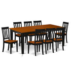 East West Furniture 9 Piece Kitchen Table Set- a Dining Table and 8 Dining Room Chairs, Black & Cherry (Seat Options)