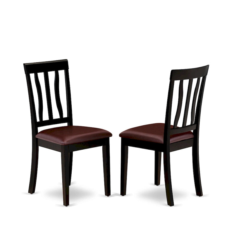 East West Furniture 9 Piece Kitchen Table Set- a Dining Table and 8 Dining Room Chairs, Black & Cherry (Seat Options)