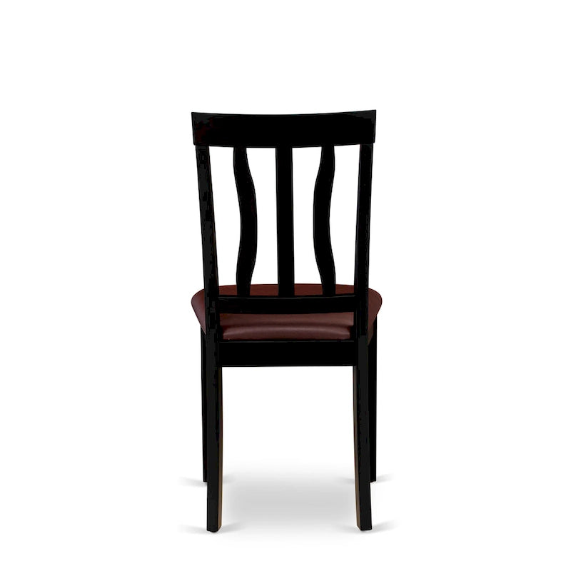 East West Furniture 9 Piece Kitchen Table Set- a Dining Table and 8 Dining Room Chairs, Black & Cherry (Seat Options)