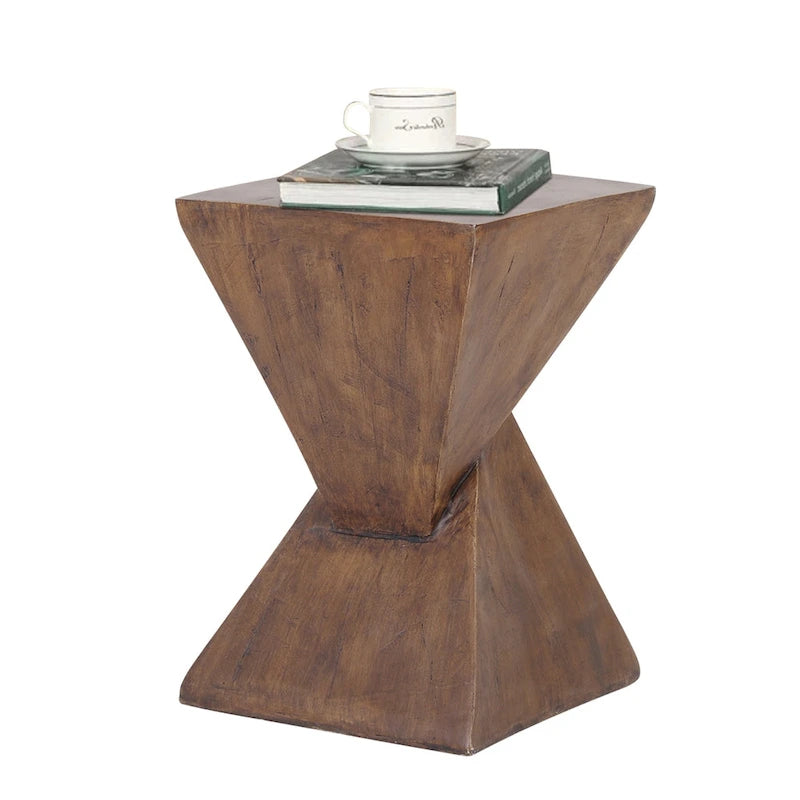 Indoor Lightweight Concrete Accent Table - Natural Wood