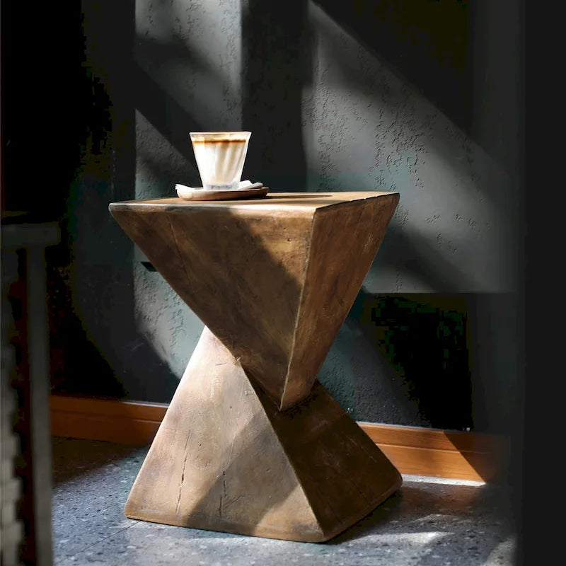 Indoor Lightweight Concrete Accent Table - Natural Wood