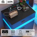 3 Drawers Nightstand Acrylic LED Light Charging Station