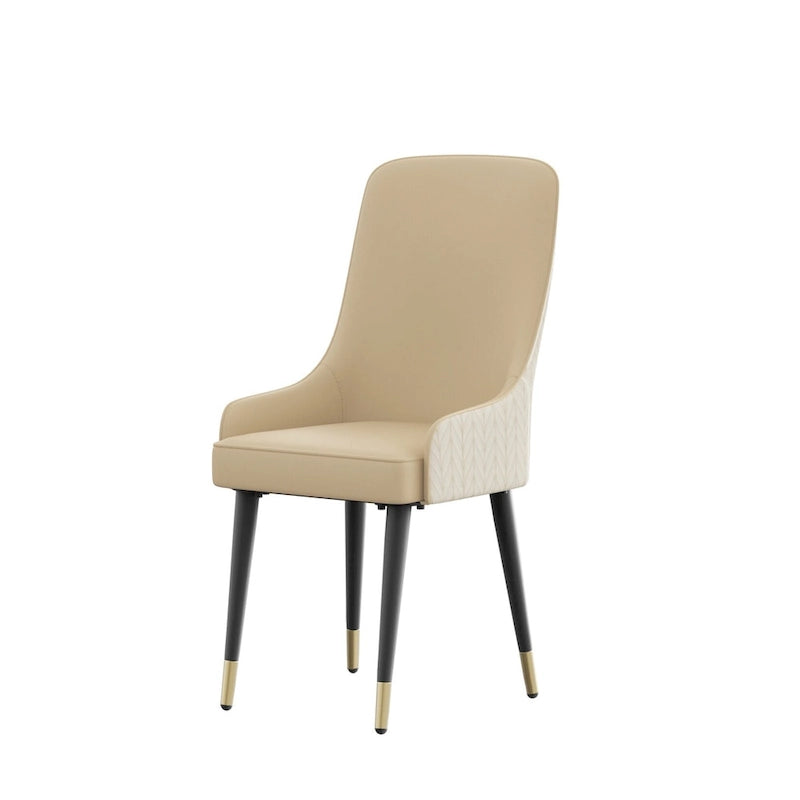 Modern PU Leather Set of 2 Dining Chairs with Metal Legs - 17x17x36