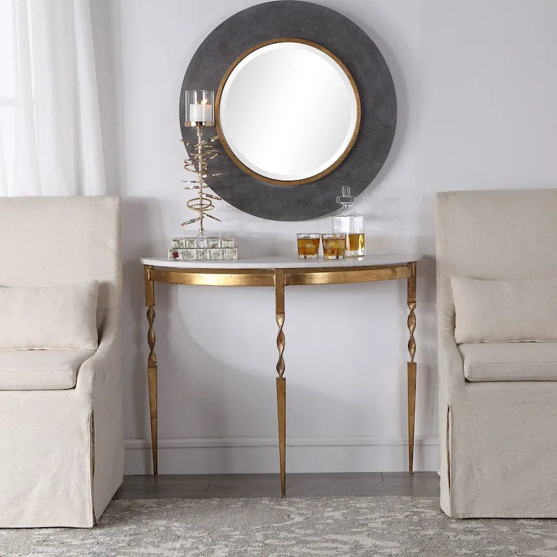 Uttermost Imelda 40 Long Marble Top Iron Console Table