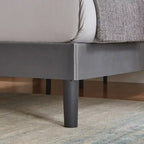 VECELO, Upholstered Platform Bed Frame with Nailhead Headboard Twin Full Queen Size Bed-Grey