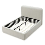 Off-White Upholstered Platform Bed in Ricotta Boucle