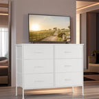 6 Drawers Dresser Chest with Metal Frame and Wooden Top