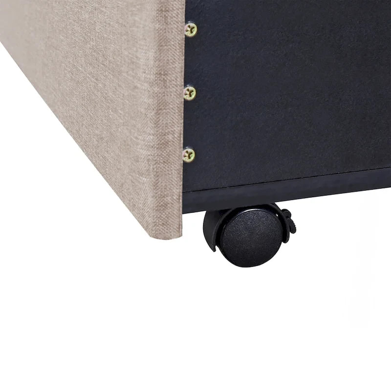 CUSchoice Queen Size Linen Upholstered Platform Bed with 3 Drawers and Storage