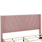 CUSchoice Queen Size Linen Upholstered Platform Bed with 3 Drawers and Storage