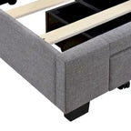 CUSchoice Queen Size Linen Upholstered Platform Bed with 3 Drawers and Storage