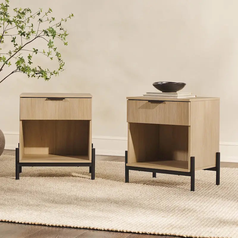 Middlebrook Designs Modern Fluted-Drawer Nightstand (Set of 2)