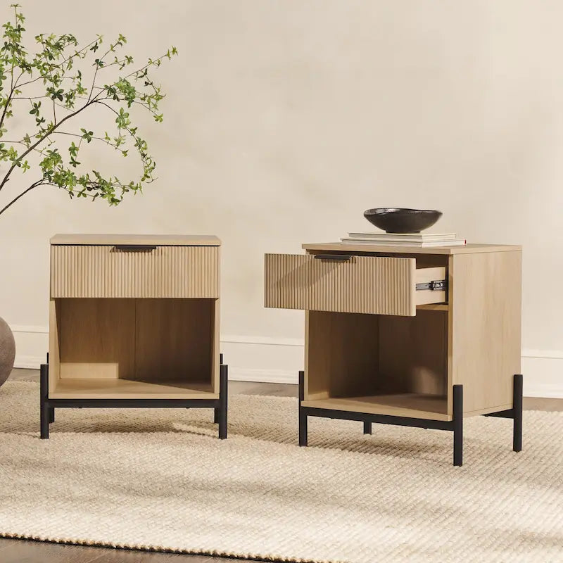 Middlebrook Designs Modern Fluted-Drawer Nightstand (Set of 2)
