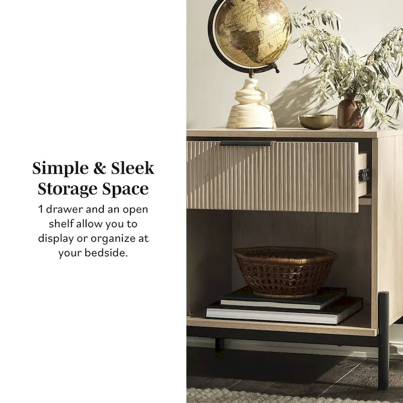Middlebrook Designs Modern Fluted-Drawer Nightstand (Set of 2)
