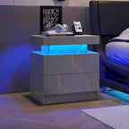 19.3 Modern 2 Drawers LED Nightstand with Adjustable Lights