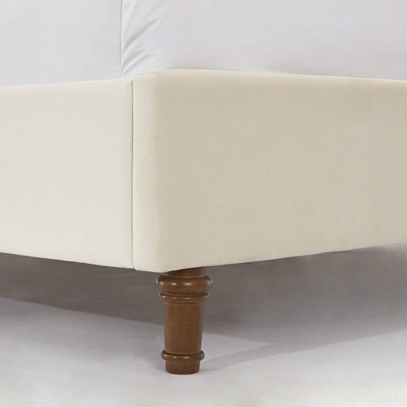 CUSchoice 54 High Headboard Upholstered Queen/King Bed (No Box Spring Needed)