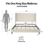 CUSchoice 54 High Headboard Upholstered Queen/King Bed (No Box Spring Needed)