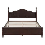 Retro Full/Queen Size Wood Platform Bed Frame with Wooden Slat Support,Dark Walnut