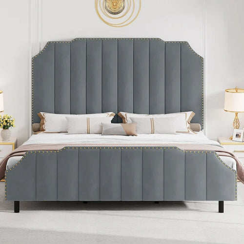 Black Upholstered Bed Frame PU Platform Bedframe Mattress Foundation