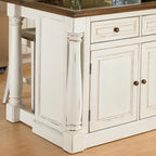 Monarch Off-White Kitchen Island with Granite Top and 2 Stools