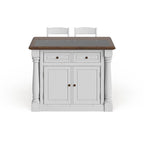 Monarch Off-White Kitchen Island with Granite Top and 2 Stools