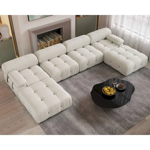 138 Convertible Modular Sectional Sofa, U-Shaped Minimalist Velvet Sofas Couches