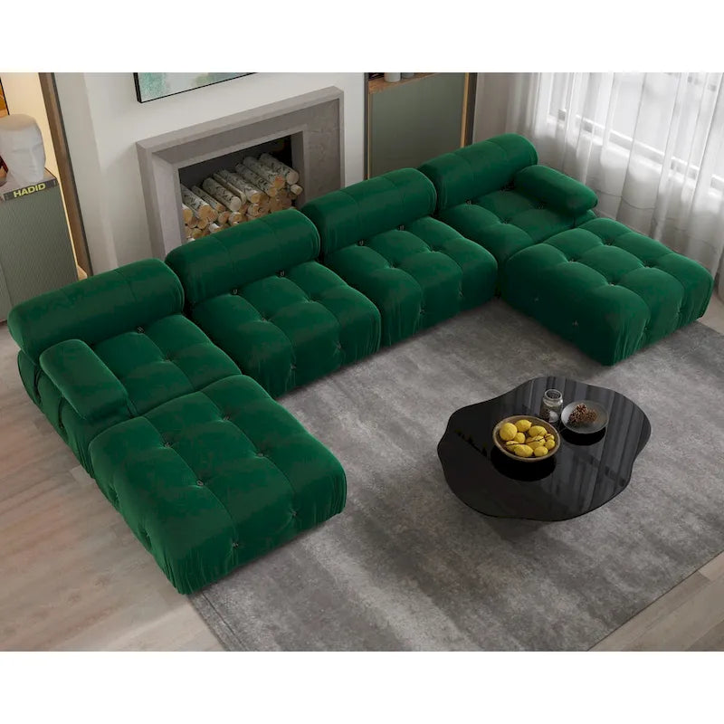 138 Convertible Modular Sectional Sofa, U-Shaped Minimalist Velvet Sofas Couches