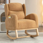 Teddy Fabric Rocking Chair With Packet Wood Legs For Living Room