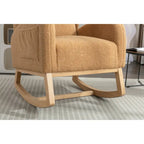 Teddy Fabric Rocking Chair With Packet Wood Legs For Living Room