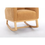 Teddy Fabric Rocking Chair With Packet Wood Legs For Living Room