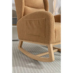 Teddy Fabric Rocking Chair With Packet Wood Legs For Living Room