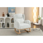 Teddy Fabric Rocking Chair With Packet Wood Legs For Living Room