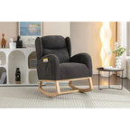 Teddy Fabric Rocking Chair With Packet Wood Legs For Living Room