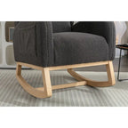 Teddy Fabric Rocking Chair With Packet Wood Legs For Living Room
