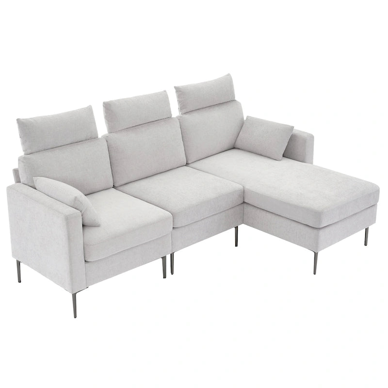 89 Chenille Sectional Sofa Couch With Extra Wide Chaise For Livingroom