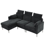 89 Chenille Sectional Sofa Couch With Extra Wide Chaise For Livingroom