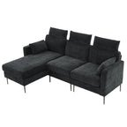 89 Chenille Sectional Sofa Couch With Extra Wide Chaise For Livingroom