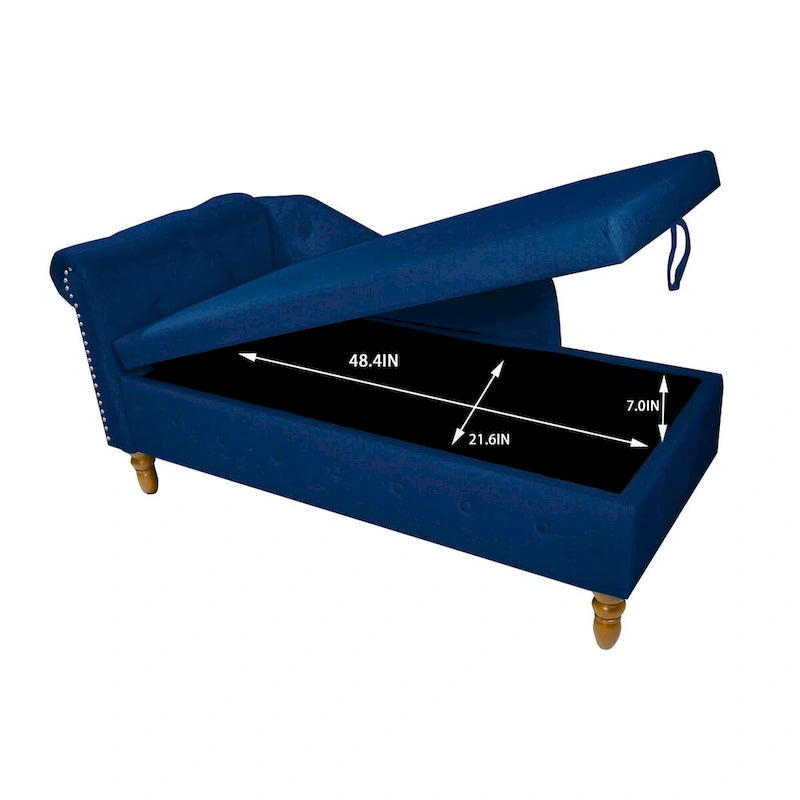 Chaise Lounge Indoor,Velvet Lounge Chair for Bedroom with Storage & Pillow,Modern Upholstered Rolled Arm Chase Lounge